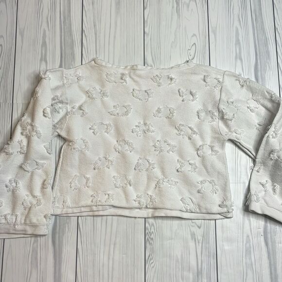 Milly white Circle Fringe bell sleeve cropped sweater Small - Picture 9 of 9